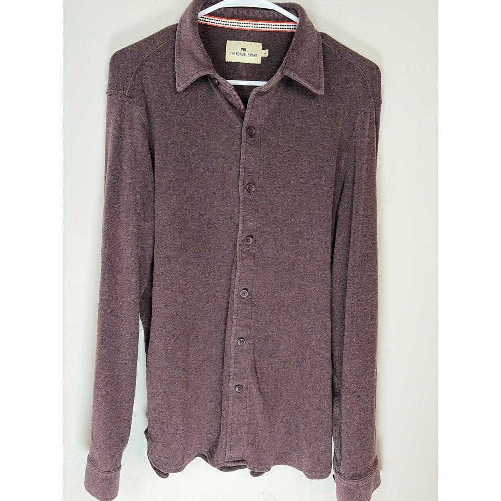 The Normal Brand Puremeso Long Sleeve Button Down Shirt Mens Medium Burgundy